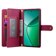 Pattintható tok a Realme 14 Pro 5G, Wallet Zipper Pocket, piros