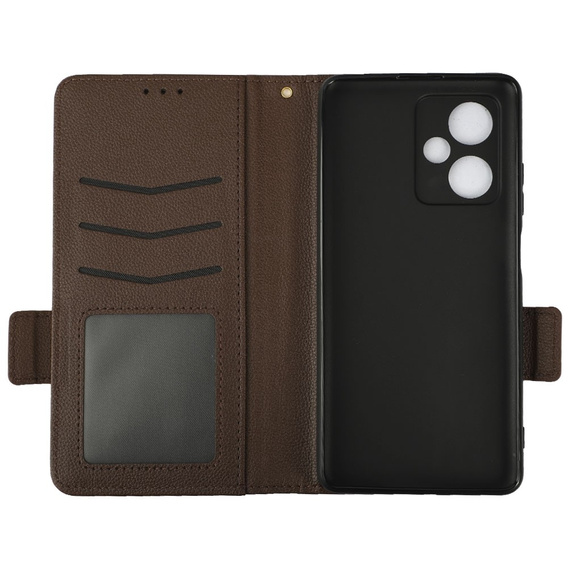 Pattintható tok a Xiaomi Redmi Note 12 5G / POCO X5 5G, Wallet Litchi Magnet, barna