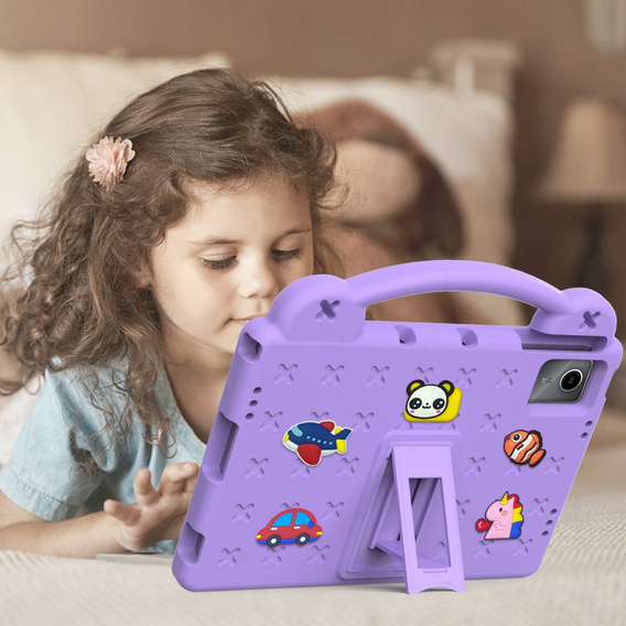 Gyermek tok Lenovo Tab M11, Cute Patterns, állvánnyal, lila
