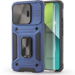 Páncélozott tok Xiaomi Redmi Note 13 Pro 5G, CamShield Slide, kék + edzett üveg 9H