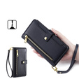 Pattintható tok a iPhone 14, Wallet Zipper Pocket, fekete
