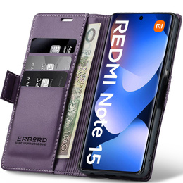 ERBORD Fényes Litchi flip tok Xiaomi Redmi Note 15 5G készülékhez