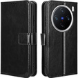 Pattintható tok a Vivo X200 Pro 5G, Crazy Horse Wallet, fekete