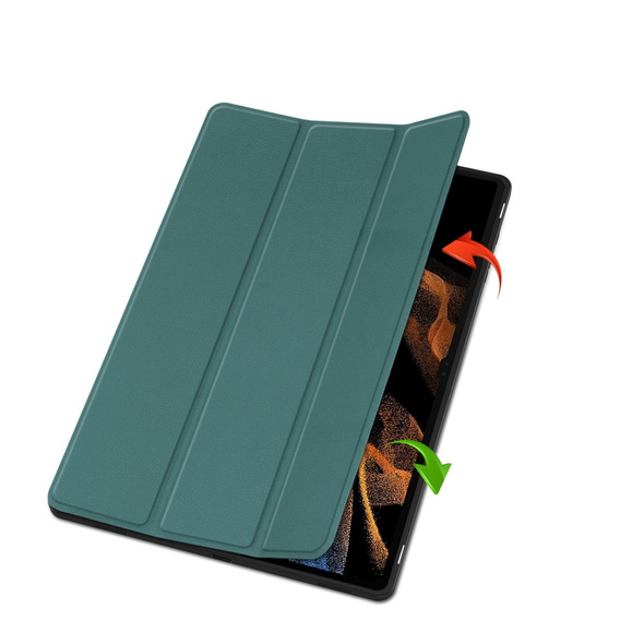 Tok Samsung Galaxy Tab S10 Ultra, Smartcase tolltartóval, zöld