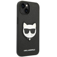 Karl Lagerfeld Telefontok a iPhone 14 Plus, Saffiano Choupette Head Patch, fekete