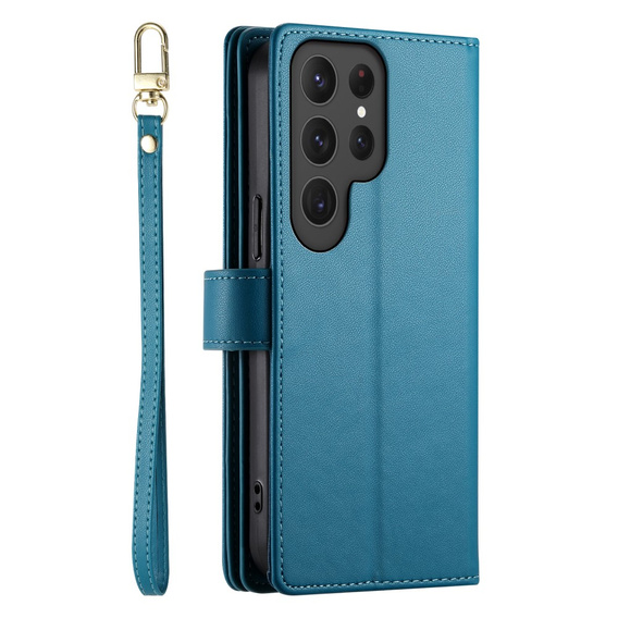 Pattintható tok a Samsung Galaxy S25 Ultra, Wallet Zipper Pocket, kék