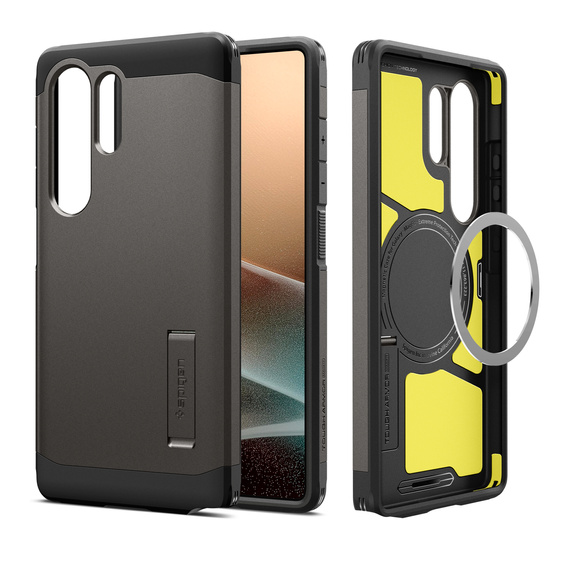 Spigen tok Samsung Galaxy S25 Ultra készülékhez, Tough Armor Mag Mag MagSafe, szürke + 9H edzett üveg