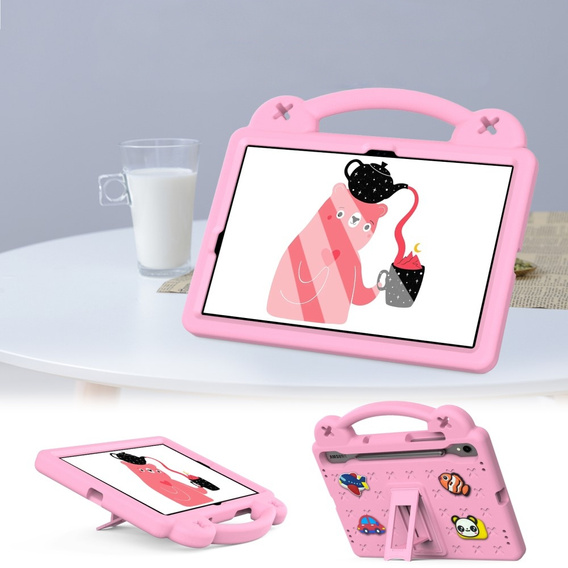 Gyermek tok Samsung Galaxy Tab S7/S8/S9, Cute Patterns, állvánnyal, rózsaszín