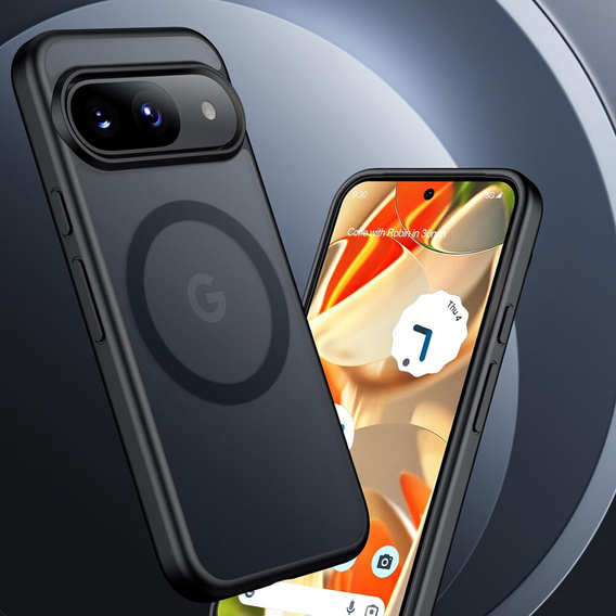 Tok Google Pixel 9-hoz, MagSafe, ERBORD Matt Case, fekete + képernyőüveg