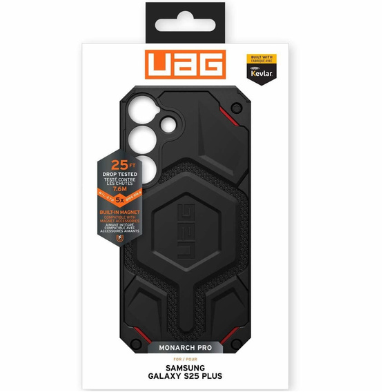 Urban Armor Gear tok Galaxy S25+ Plus, Monarch Pro MagSafe, fekete