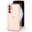 tok Samsung Galaxy S23 FE, Electro heart, rózsaszín rose gold + Full Glue Kerámiaüveg