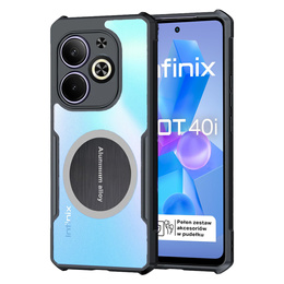 Tok Infinix Hot 40i, mágneses lemezzel, átlátszó / fekete