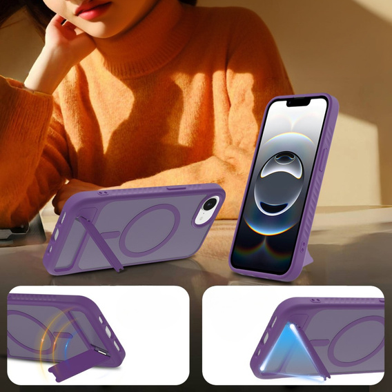 Tok iPhone 16E, Kickstand Matt Case, MagSafe, lila