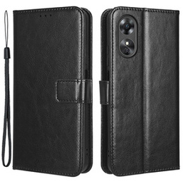 Pattintható tok a Oppo A17, Crazy Horse Wallet, fekete
