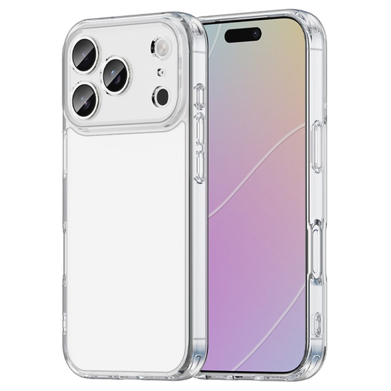 Szilikon tok iPhone 17 Pro Max készülékhez, kemény hátlappal, átlátszó