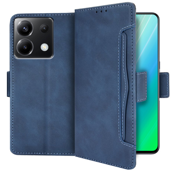 Pattintható tok a Xiaomi Poco X6 5G, Card Slot, kék