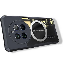 Tok Realme 12 Pro 5G / 12 Pro+ 5G, mágneses lemezzel, átlátszó / fekete