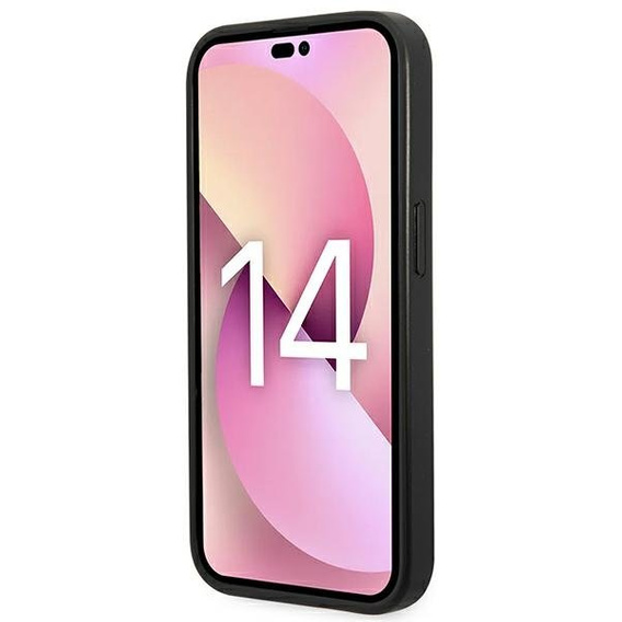 Karl Lagerfeld Telefontok a iPhone 14 Pro, Saffiano Karl's Head Patch, ezüst