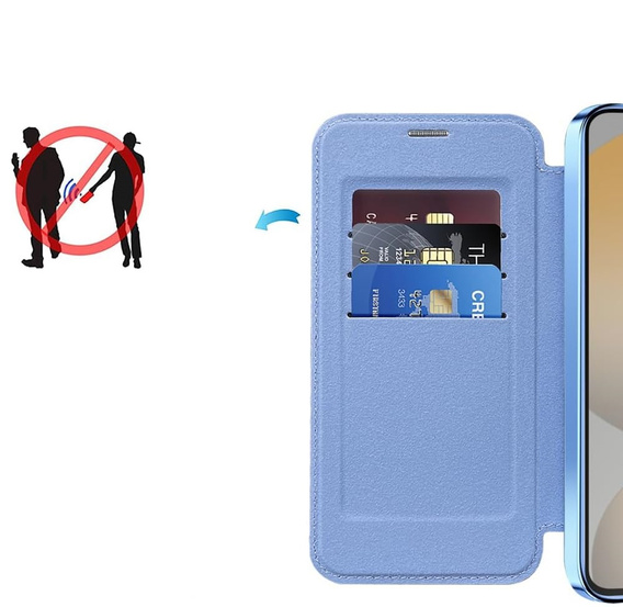 Pattintható tok a Samsung Galaxy S25 FE, RFID Wallet MagSafe CamShield, kék