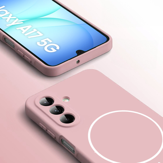 Szilikon tok Samsung Galaxy A17 5G, MagSafe-hoz, rózsaszínű