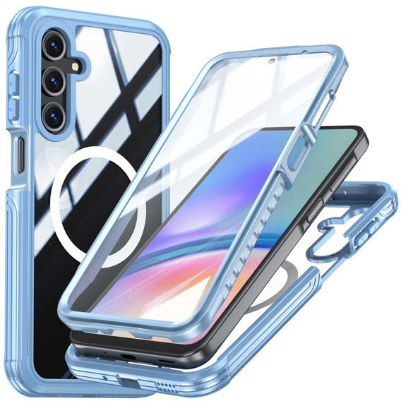 Tok Samsung Galaxy A16-hoz, Shockproof, üveggel, MagSafe-hoz, kék