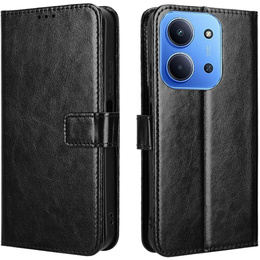 Pattintható tok a Xiaomi Redmi 15C 4G/LTE, Crazy Horse Wallet, fekete