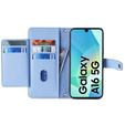 Pattintható tok a Samsung Galaxy A16, Wallet Zipper Pocket, kék