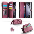 Tok CASEME Samsung Galaxy Z Fold6 5G, RFID Leather Wallet, vállpánttal, piros