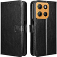 Pattintható tok a Motorola Moto G15 / Motorola Moto G15 Power, Crazy Horse Wallet, fekete