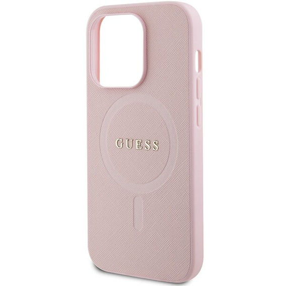 GUESS Telefontok a iPhone 14 Pro, Saffiano MagSafe, rózsaszín