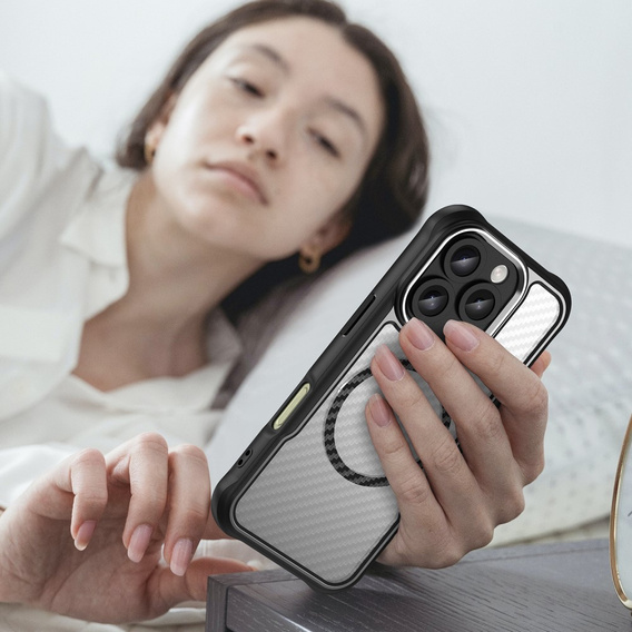 Tok a iPhone 16 Pro, Fusion Hybrid Carbon, MagSafe-hoz, fekete