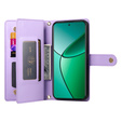 Pattintható tok a Realme 14 Pro 5G, Wallet Zipper Pocket, lila