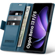 Tok Oppo Reno 13F / Oppo Reno 13FS, ERBORD Glossy Litchi, pénztárca patenttal, kék