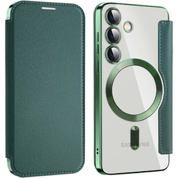 Pattintható tok a Samsung Galaxy S24+ Plus, RFID Wallet MagSafe CamShield, zöld