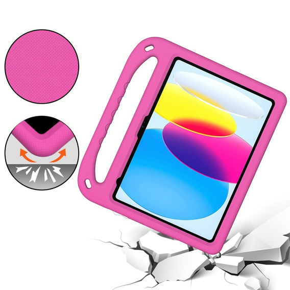 Gyermek tok iPad 11" 2025 A16 (11 gen.) / iPad 10.9" 2022 (10 gen.), fogantyúval, rózsaszín