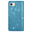 A flip tok iPhone 16E, Card Slot Glittery, kék