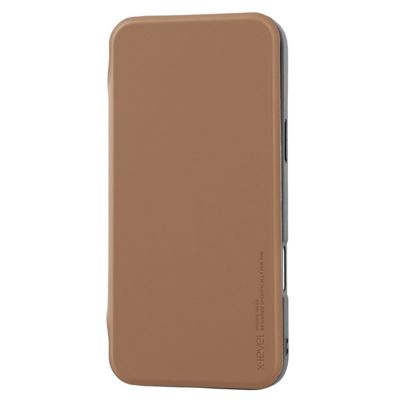 X-LEVEL tok iPhone 16 Pro Max készülékhez, Magnetic Card Holder, barna
