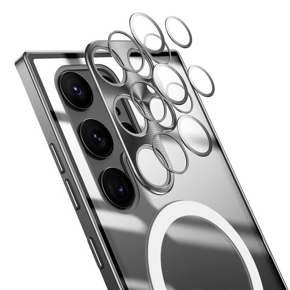 Kameravédő tok Samsung Galaxy S22 Ultra, CamShield MagSafe, átlátszó / fekete