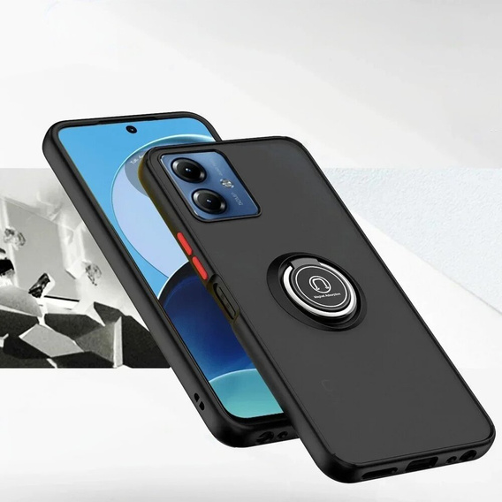 Tok Motorola Moto E14, Frosted Ring, fekete