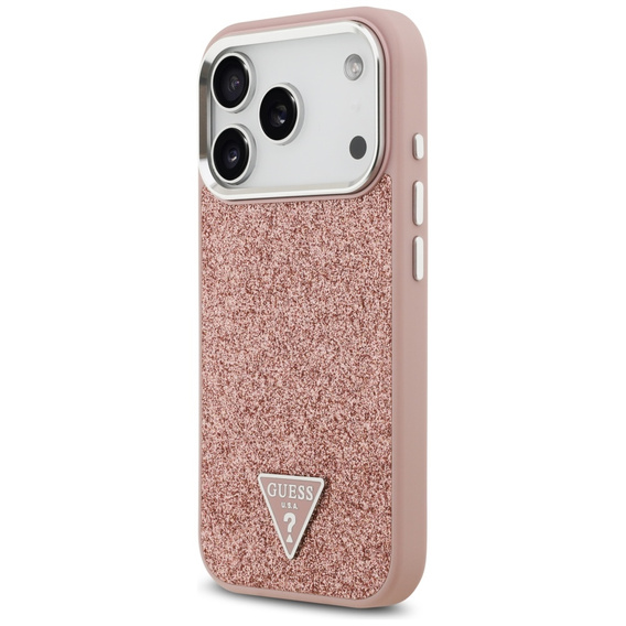 GUESS Glitter Triangle Logo MagSafe tok iPhone 17 Pro készülékhez
