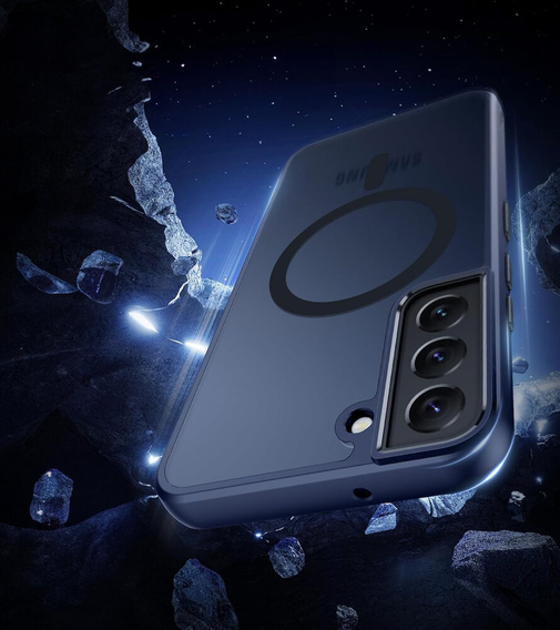 Tok Samsung Galaxy S21-hoz, MagSafe, ERBORD Matt Case, tengerészkék + képernyőüveg