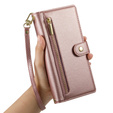 Pattintható tok a Xiaomi 14T Pro, Wallet Zipper Pocket, rózsaszín