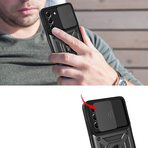 Telefontok a Samsung Galaxy S21 FE, CamShield Slide, fekete