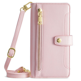 Pattintható tok a Motorola Moto G15 / G15 Power, Wallet Zipper Pocket, rózsaszín
