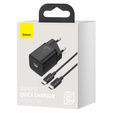 Baseus Super Si PD 25 W USB-C hálózati töltő + USB-C kábel, fekete