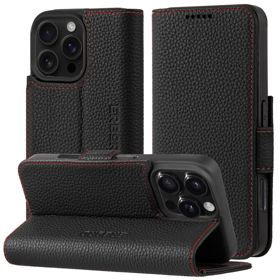 Telefontok a iPhone 16 Pro, ERBORD pénztárca patenttal, fekete