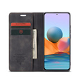 CASEME tok Xiaomi Redmi Note 10 Pro, Leather Wallet Case, fekete