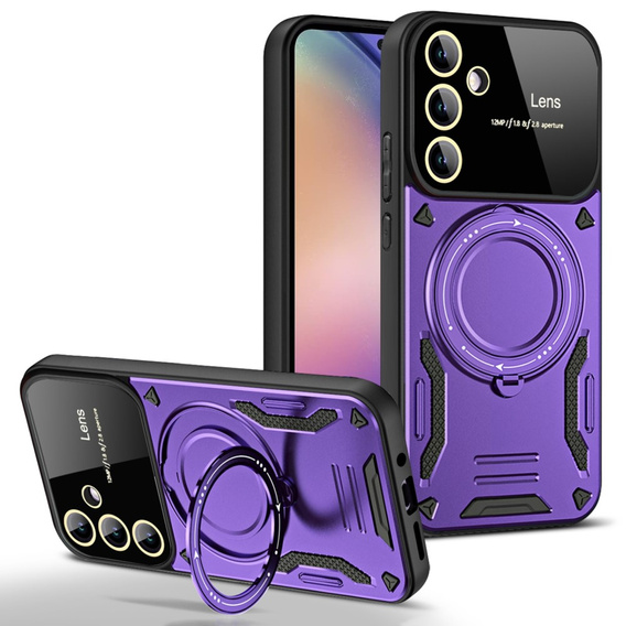 Páncélozott tok a Samsung Galaxy A55 5G készülékhez, Magnetic Ring, lila