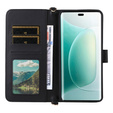 Tok patenttal a Honor 400 5G-hez, Crossbody Leather Wallet, fekete