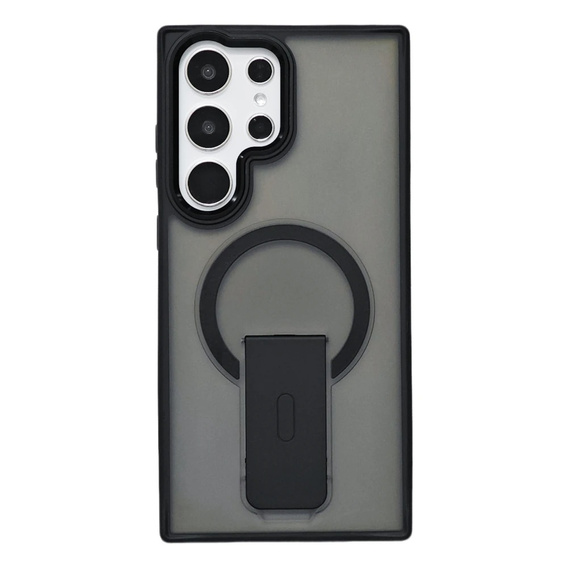 Tok Samsung Galaxy S25 Ultra, Kickstand Matt Case, MagSafe-hoz, fekete + képernyőüveg